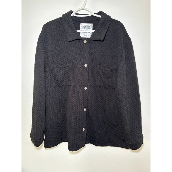 Muks Luks quilted black button down sweater womens XL cozy classic preppy - Picture 1 of 7